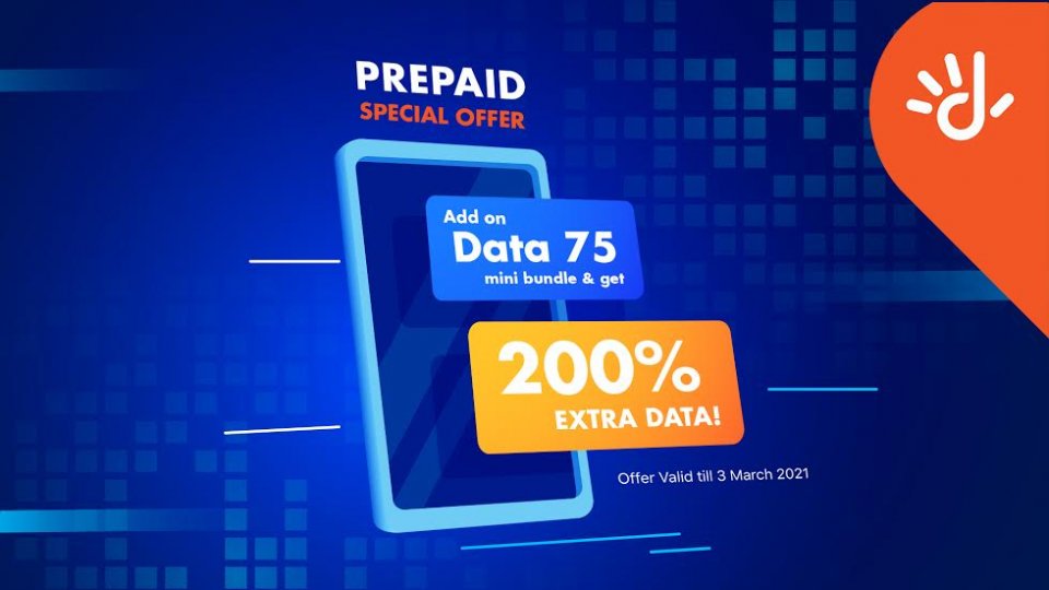 Dhiraagu Prepaid 75 Mini data bundle activate kohgen 200% data