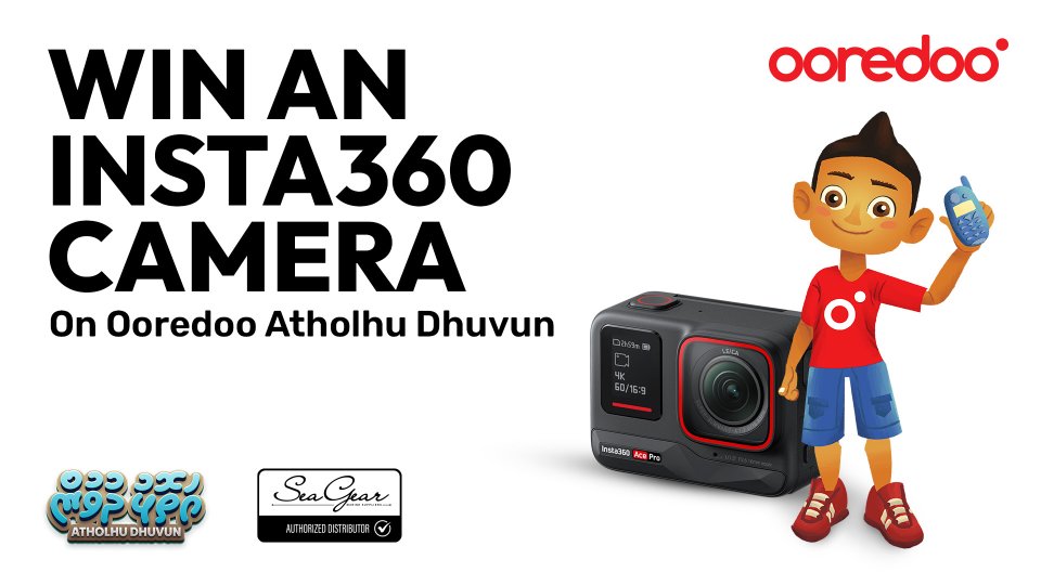 Ooredoo atholhu dhuvumuge mi mahuge 1 vana ah seagear ge faraathun Insta 360 camera eh!