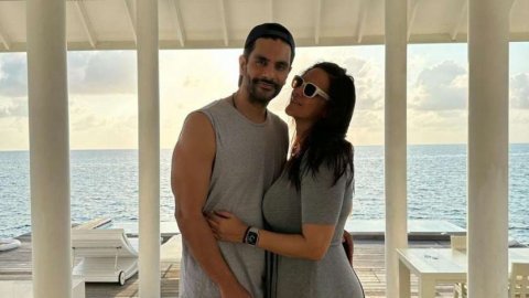 Neha Dhupia aai Angad Bedi Rajjey gai 