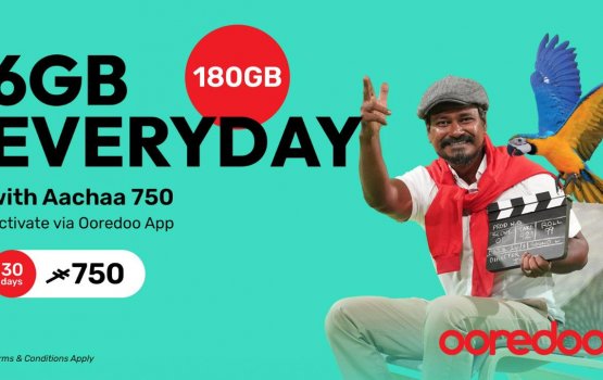 Ooredoo aacha prepaid plan aa eku komme mahaku 6 gb, mulhi mahah 180 gb!
