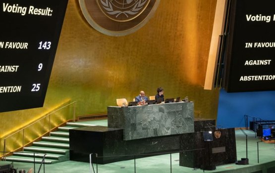 Palestine ah UN. ge furihama memberkan dhinumah General Assembly in faas koffi