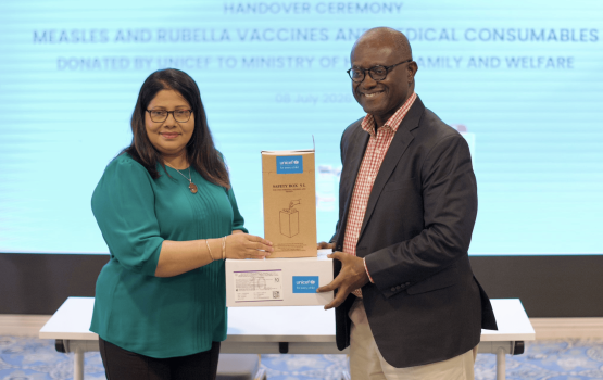 UNICEF in Raajje ah 28,000 MR vaccine hadhiyaa koffi